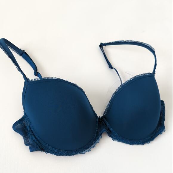 Marie Jo Women's Bra 38C Underwire Blue Lace Adjustable Straps Push Up Lingerie - Picture 2 of 6